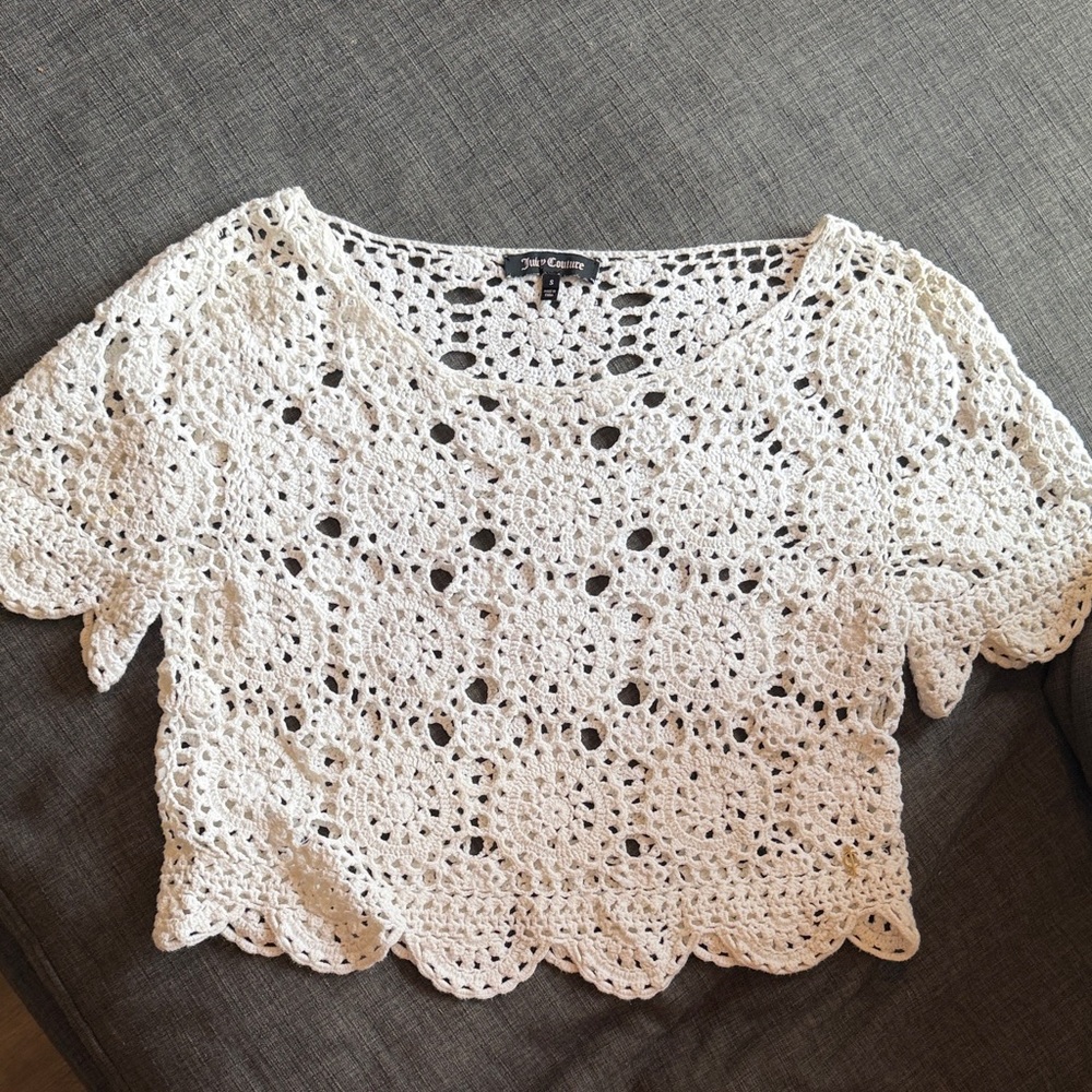 Juicy Couture White Crochet Women Top